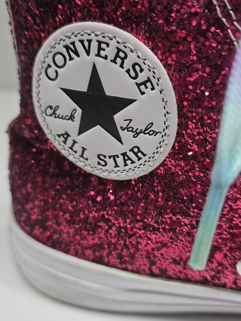 Converse Chuck Taylor All Star Hi Top Glitter Pink Sneakers Women’s 9 Worn Once - Picture 4 of 16